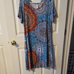 Colorful Patterned Midi Dress